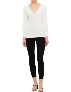 Thermal Cotton Wool Long Sleeve Lace Top