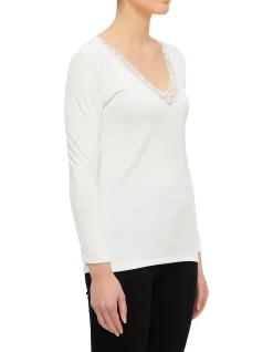 Thermal Cotton Wool Long Sleeve Lace Top