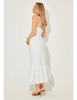 The Ultimate Muse Strapless Peplum Hem Midi Dress