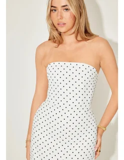 The Ultimate Muse Strapless Peplum Hem Midi Dress
