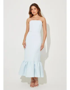 The Ultimate Muse Strapless Peplum Hem Midi Dress