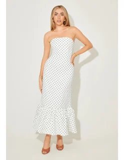 The Ultimate Muse Strapless Peplum Hem Midi Dress