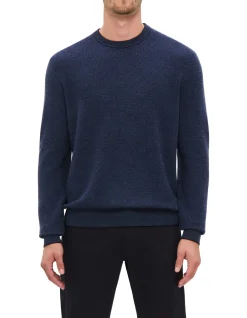 THREE COLOUR HONEYCOMB STITCH CREW NECK KNITWEAR