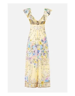 TIE FRONT FRILL SLEEVE JUMPSUIT