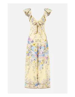 TIE FRONT FRILL SLEEVE JUMPSUIT