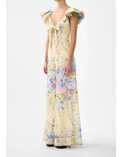 TIE FRONT FRILL SLEEVE JUMPSUIT