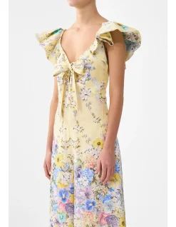 TIE FRONT FRILL SLEEVE JUMPSUIT
