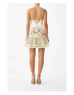 TIE FRONT SHORT DRESS WITH HEM RUFFLE