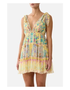 TIERED SHORT DRESS WITH SHOULDER TIES