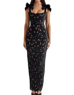 Tiff Black Velvet Lace Maxi Dress