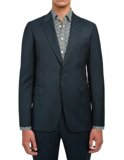 Tonal Twill Suit Jacket with Notch Lapel