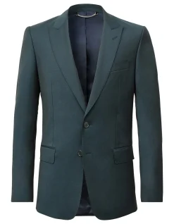 Tonal Twill Suit Jacket with Notch Lapel