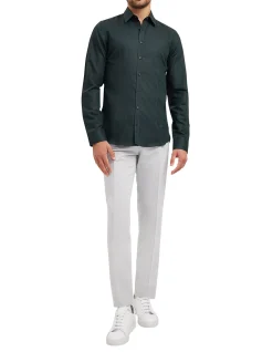 Topstitch Cotton Linen Shirt Navy
