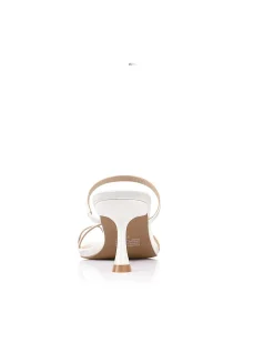 Torrance White Satin Flared Slingback