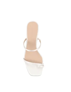 Torrance White Satin Flared Slingback
