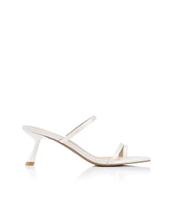 Torrance White Satin Flared Slingback
