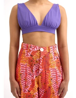 Tropical Print Wide Leg Pants