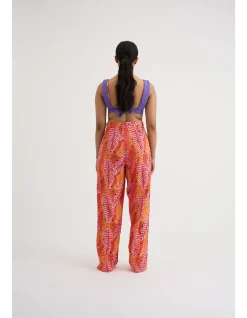 Tropical Print Wide Leg Pants