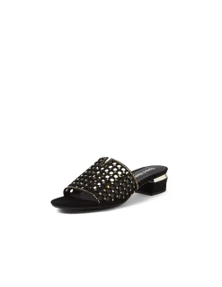 Tropics Laser Cut Diamante Slide Sandals