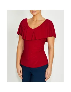 TRUDY RED JERSEY TOP