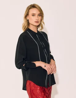 TUXEDO BLOUSE IN LEOPARD