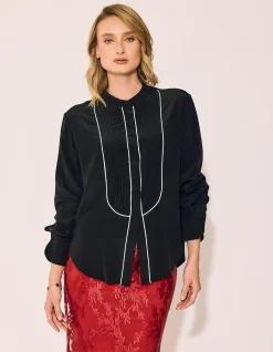 TUXEDO BLOUSE IN LEOPARD