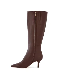 Tyra Dark Brown Leather Knee High Boot