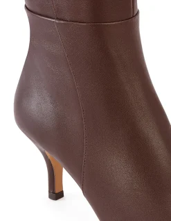 Tyra Dark Brown Leather Knee High Boot