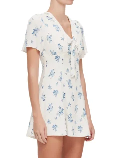 TYRA FLUTTER SLEEVE V NECK MINI DRESS