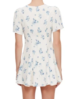 TYRA FLUTTER SLEEVE V NECK MINI DRESS