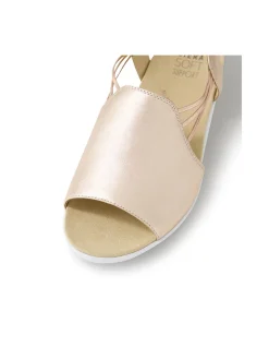 Udhays W Pale Rose Gold Leather Elastic Sandals