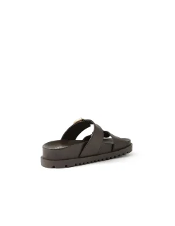 Ully Gold Buckle Leather Slides
