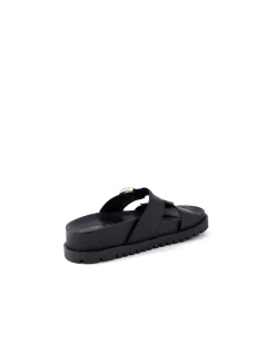 Ully Gold Buckle Platform Leather Slides