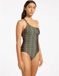 Urban Geo One Shoulder One Piece Swimsuit