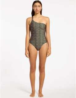 Urban Geo One Shoulder One Piece Swimsuit