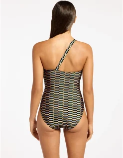 Urban Geo One Shoulder One Piece Swimsuit