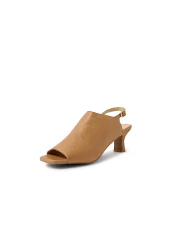Ushi Peep Toe Slingback Leather Sandals