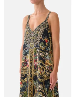 V NECK MIDI SLIP DRESS