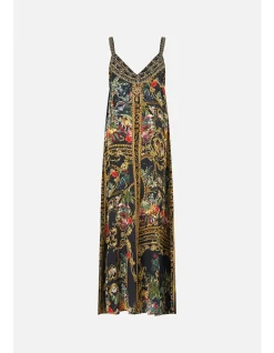 V NECK MIDI SLIP DRESS