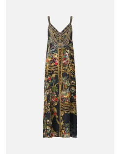 V NECK MIDI SLIP DRESS