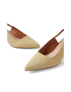 Valenta Slingback Kitten Heel Fabric Pumps