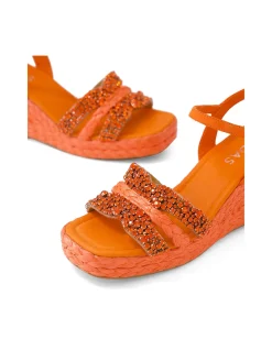 Vallio Jewelled Woven Wedge Sandals