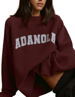 Varsity Boucle Oversized Knit Sweatshirt