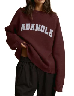 Varsity Boucle Oversized Knit Sweatshirt