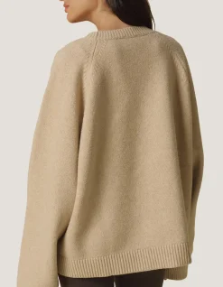 Varsity Boucle Oversized Knit Crew Sweatshirt