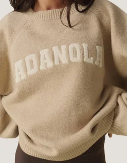 Varsity Boucle Oversized Knit Crew Sweatshirt