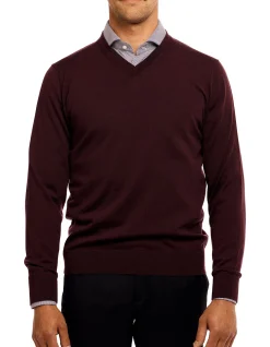 VEE - BURGUNDY V-NECK WOOL KNIT