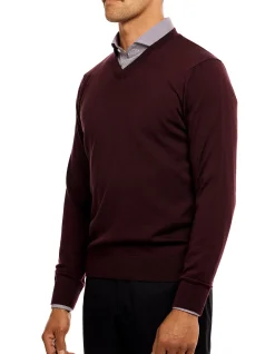 VEE - BURGUNDY V-NECK WOOL KNIT