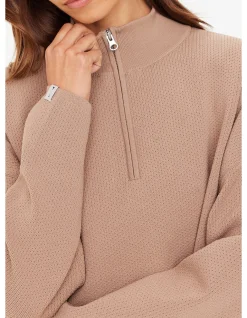 Veneto Mocha Half Zip Knit Sweater