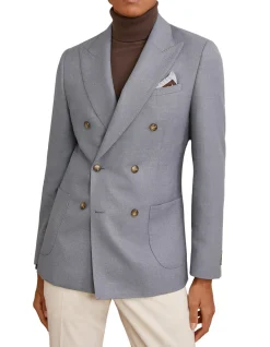VENUS DOUBLE BREASTED PEAK TEXTURED BLAZER